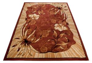Makro Abra Kusový koberec ATLAS 4491A Květy hnědý Rozměr: 80x150 cm