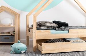 Dětská domečková postel se šuplíkem z masivu LOCA C - 160x90 cm