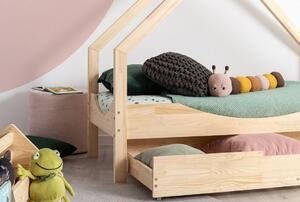 Dětská domečková postel se šuplíkem z masivu LOCA E - 160x90 cm
