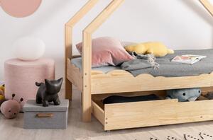 Dětská domečková postel se šuplíkem z masivu LOCA D - 160x90 cm