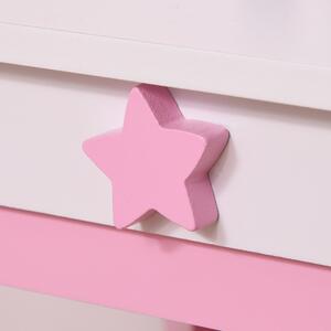 Dětský toaletní stolek s designem jednorožce HOMCOM - včetně stoličky - 49D x 34Š x 90V cm - zásuvka, zrcadlo - MDF - Růžová Bílá | Aosom