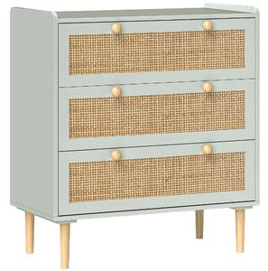 HOMCOM Komoda se třemi šuplíky a pracovní deskou v boho stylu pro obývací pokoj, ložnici a chodbu 80 x 40 x 87,5 cm Zelená | Aosom