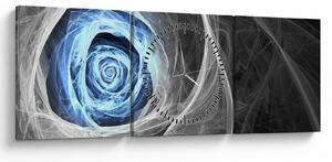 Obraz - Abstraktní růže modrá (s hodinami) (90x30 cm)