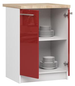 Dolní kuchyňská skříňka Ozara S60 2D (bílá + červený lesk). 1071112