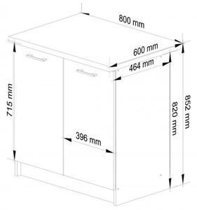 Dolní kuchyňská skříňka Ozara S80 2D (bílá + černý lesk). 1071123