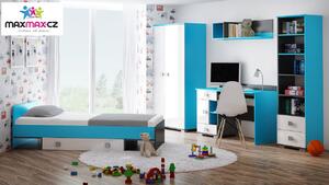 Dětská postel se šuplíkem BLUE 200x90 cm - vysoký lesk