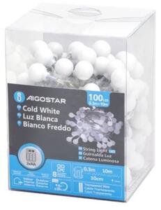 Aigostar - LED Venkovní řetěz 100xLED/3xAA/8 funkcí 10,3 m IP44 studená bílá