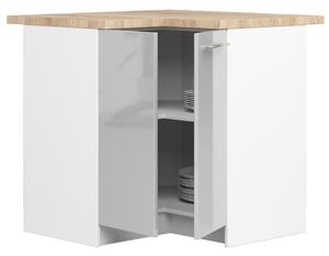 Rohová dolní kuchyňská skříňka Ozara S90 90 (bílá + metalický lesk). 1071154