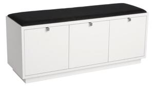 Bílá lavice s úložným prostorem a s černým sedákem Rowico Confetti, šířka 106 cm