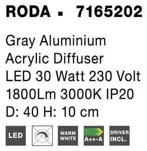 LED stropní svítidlo Roda 40 Světla šedá