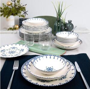 Jídelní sada 24 ks bílá/modrá/porcelán