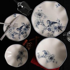 Jídelní sada 24 ks bílá/modrá/porcelán