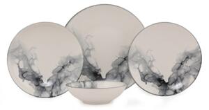 Jídelní sada 24 ks bílá/černá/porcelán