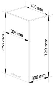 Horní kuchyňská skříňka Ozara W40 H720 (bílá + metalický lesk). 1071189