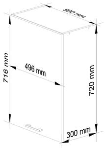 Horní kuchyňská skříňka Ozara W50 H720 (bílá + grafit lesk). 1071194
