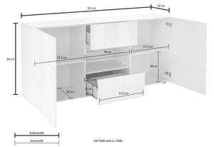 Komoda SERIAN 181x84x43 cm šedá beton