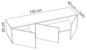Závěsný televizní stolek MODERN - 150x40x35 cm - push to open
