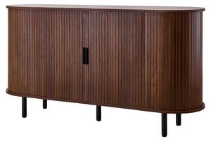 Kuchyňská komoda SucceBuy se 2 posuvnými dvířky, bufetová skříň v retro stylu do obývacího pokoje a předsíně, úložná skříň 140 x 40 x 75 cm, ořechová kuchyňská komoda