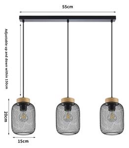 Brilagi - Lustr na lanku BASKLITE 3xE27/15W/230V dřevo/černá