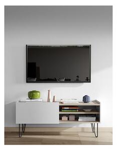 Bílý TV stolek v dekoru dubu 140x59 cm Nina - TemaHome