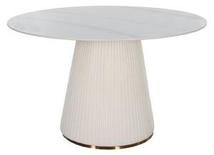 LivinHill Jídelní stůl Modig 120 cm eko kůže ecru/mramor