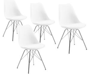 Jídelní židle Erol I - set 4 ks White / Chrome metal