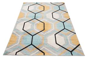 Makro Abra Kusový koberec LAZUR C569B šedý modrý žlutý Rozměr: 140x190 cm