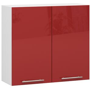 Horní kuchyňská skříňka Ozara W80 H720 (bílá + červený lesk). 1071205