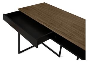Pracovní stůl s deskou z ořechu a černýma nohama TemaHome City