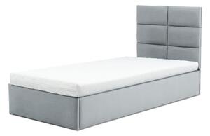 Čalouněná postel TORES s pěnovou matrací rozměr 90x200 cm Světle šedá
