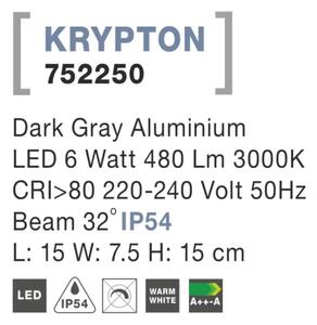 Venkovní LED svítidlo Krypton 15 Tmavě šedé