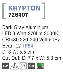 Venkovní LED svítidlo Krypton A 8 Tmavě šedé