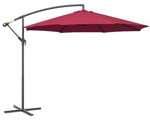 Outsunny Offset Oktagonální Klika Parasol s Ocelovým Základem Průměr 3m Červený | Aosom