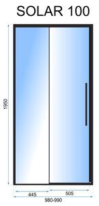 Rea Průhledné sprchové dveře 1000x1950 Solar Black REA-K6512 - Rea