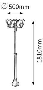 Rabalux 8569 - Venkovní lampa MARSEILLE 3xE27/60W/230V IP44 1,81 m