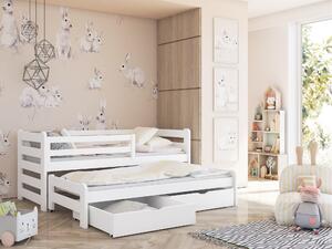 Dětská postel 90 cm Simo (bílá) (s roštem). 615017