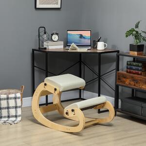 HOMCOM Klekací Židle, Ergonomická Houpací Dřevěná Klekací Židle, Nastavitelná Klekací Stolička pro Domácí Kancelář, Zlepšení Držení Těla, Bolesti Zad
