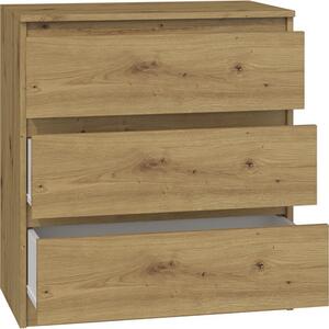 VBChome Komoda se 3 zásuvkami 70 x 40 x 77 cm dub Artisan Bezúchytková komoda s více zásuvkami do předsíně ložnice obývacího pokoje dětského pokoje moderní dub Artisan
