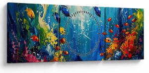 Obraz - Malba podmořského světa (s hodinami) (90x30 cm)