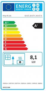 Prity K3GT D černá 8,1kw. krbová kamna, A+