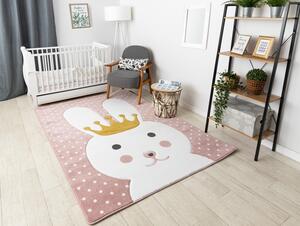 SKLADEM: Dětský kusový koberec PetMe Král králík - růžový - 200x290 cm