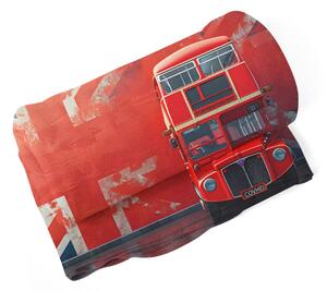 Sablio Deka Červený patrový autobus Vlajka - 150x120 cm