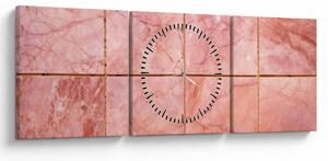 Obraz - Růžové, mramorované dlaždice (s hodinami) (90x30 cm)
