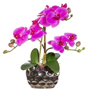 Umelá kvetina Orchidej fialová v květináči, 30cm