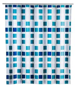 Modrý sprchový závěs Wenko Mosaic, 180 x 200 cm