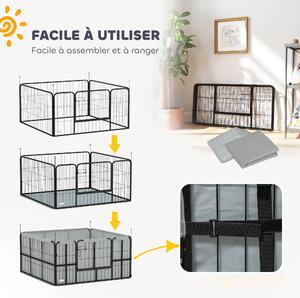 PawHut Cvičební Box pro Štěňata, Box se Zámkem, Oxford 600D Tkanina, Pratelná Podložka, Ohrádka pro Psy, Ocel, 122 x 122 x 60 cm, Černá | Aosom