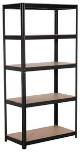 Kovový regál BestBerg BBMS-10B / 90 x 180 x 40 cm / 5 polic / černá/hnědá