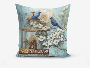 Povlak na polštář s příměsí bavlny Minimalist Cushion Covers Blue Bird, 45 x 45 cm