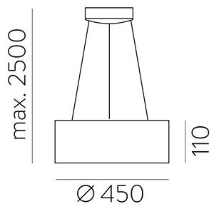 ACB Iluminacion Zavěsné LED svítidlo DILGA, ⌀ 45 cm, 27W, CRI90, CCT switch 2700-3000K Barva: Bílá, Stmívání: ON/OFF