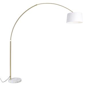 Oblouková lampa mosazná s bílým látkovým stínidlem bílá 50 cm - XXL